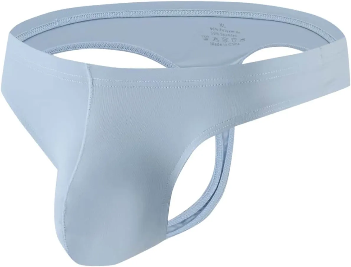 wodceeke Men's Panties Underwear Sexy Thongs Ice Silk Briefs Low Rise Breathable Underpants Sissy Lingerie