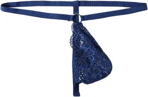 wodceeke Men's Sexy G-String Lace Thongs Pouch Sissy Lingerie T-Back Briefs See Through Underwear for Sex Naughty