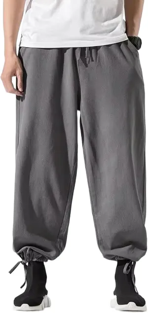 WOLONG Men Wide Leg Pants Summer Men's Straight Casual Long Pants Chinese Style Autumn Male Harem Pants