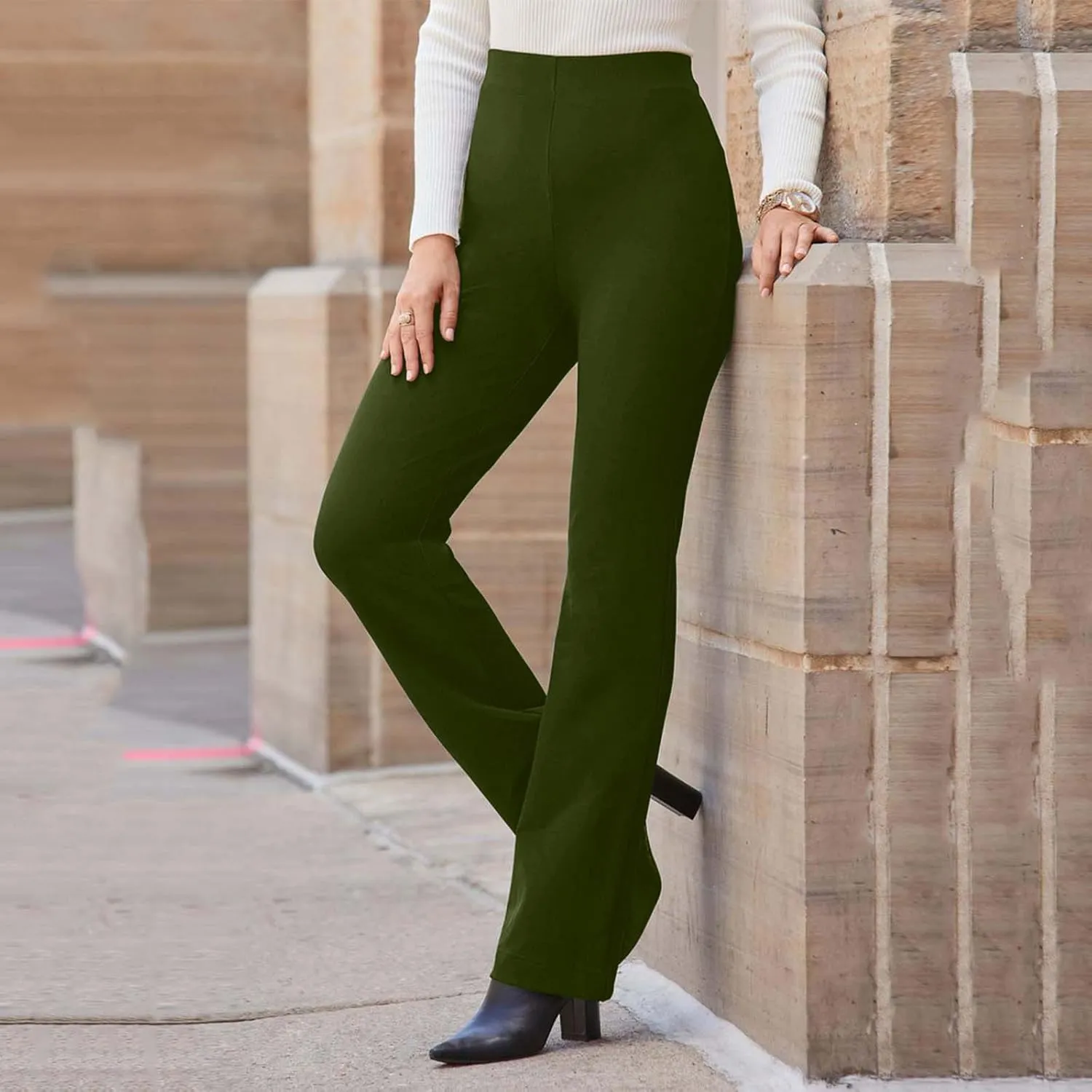 Women High Waist Pull-On Dress Pants Tummy Control Yoga Legging Trousers Business Casual Office Suit Pants for Work