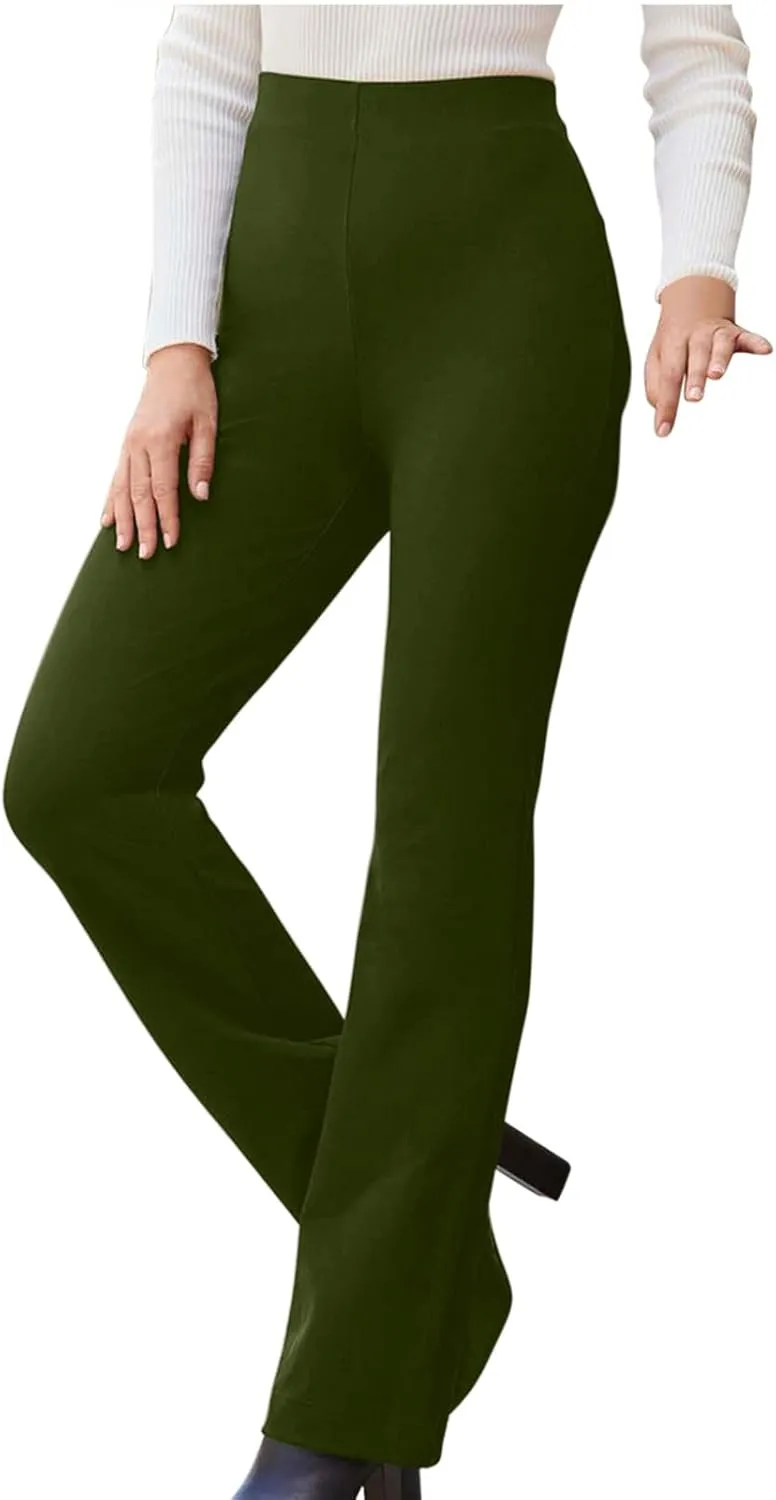 Women High Waist Pull-On Dress Pants Tummy Control Yoga Legging Trousers Business Casual Office Suit Pants for Work