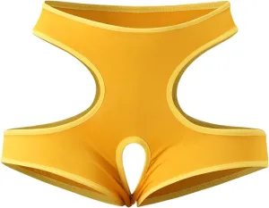 Women Sexy Cut Out Underwear Boy Shorts Panties Solid Color Thongs T-Back Boxer Briefs See Through Funny Boyshorts