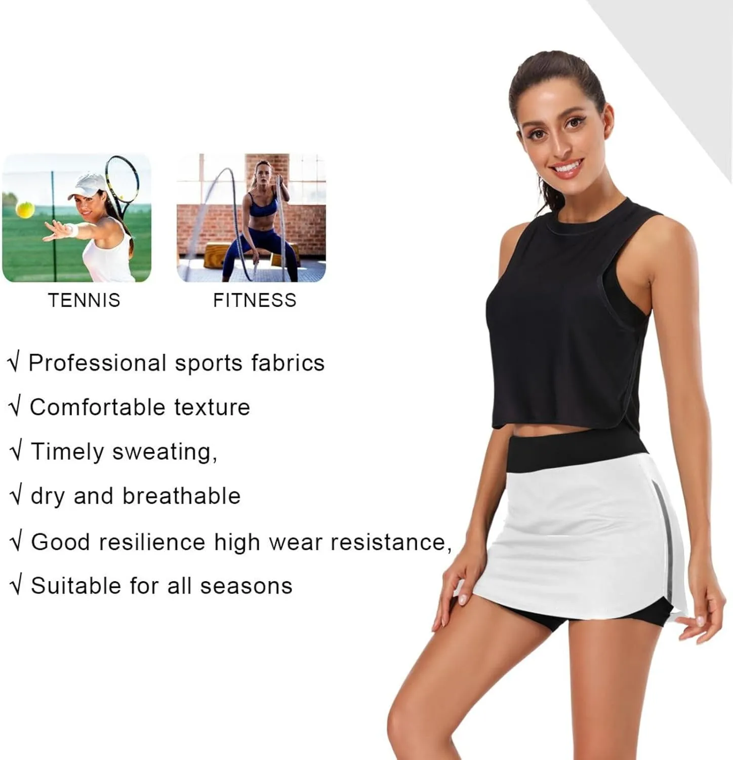 Women Tennis Skirts Golf Athletic Activewear Skorts with Pockets Summer Mini Skirt Shorts for Workout Running Hiking
