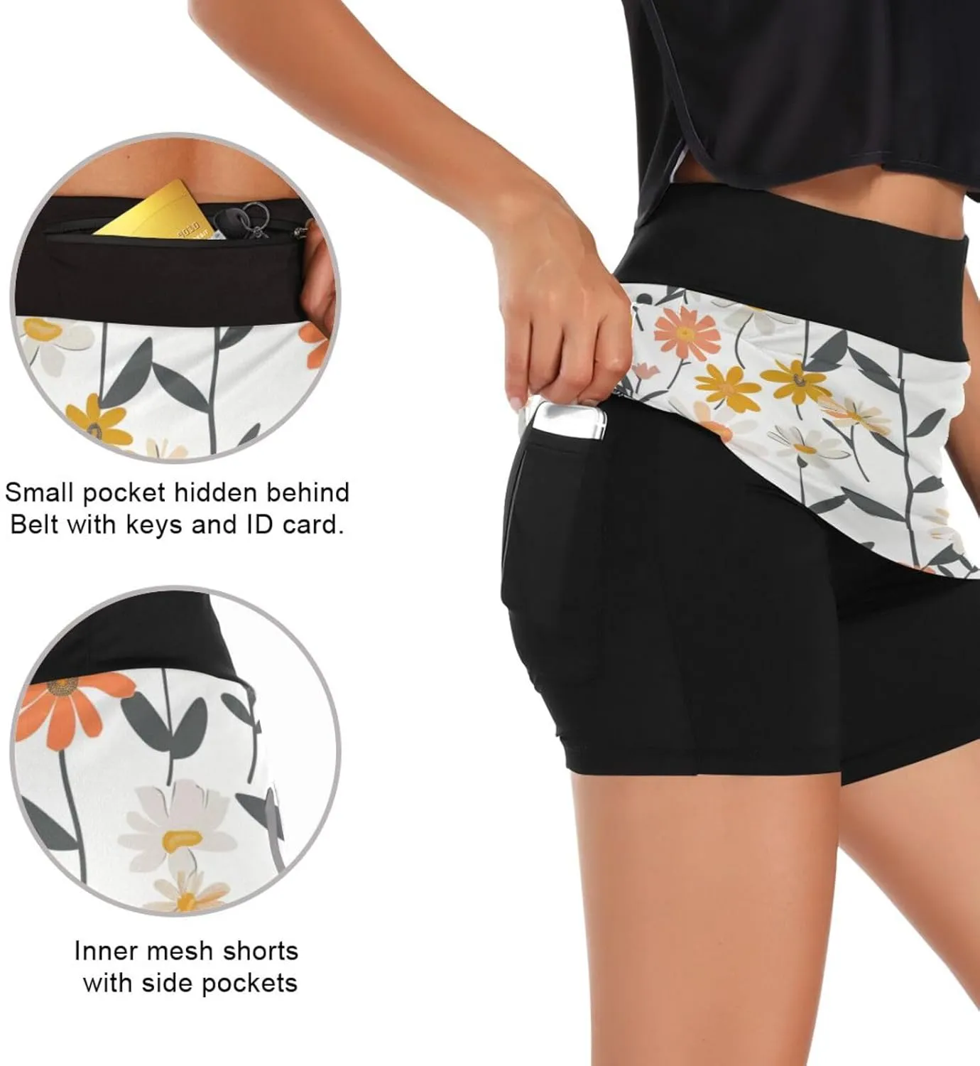 Women Tennis Skirts Golf Athletic Activewear Skorts with Pockets Summer Mini Skirt Shorts for Workout Running Hiking
