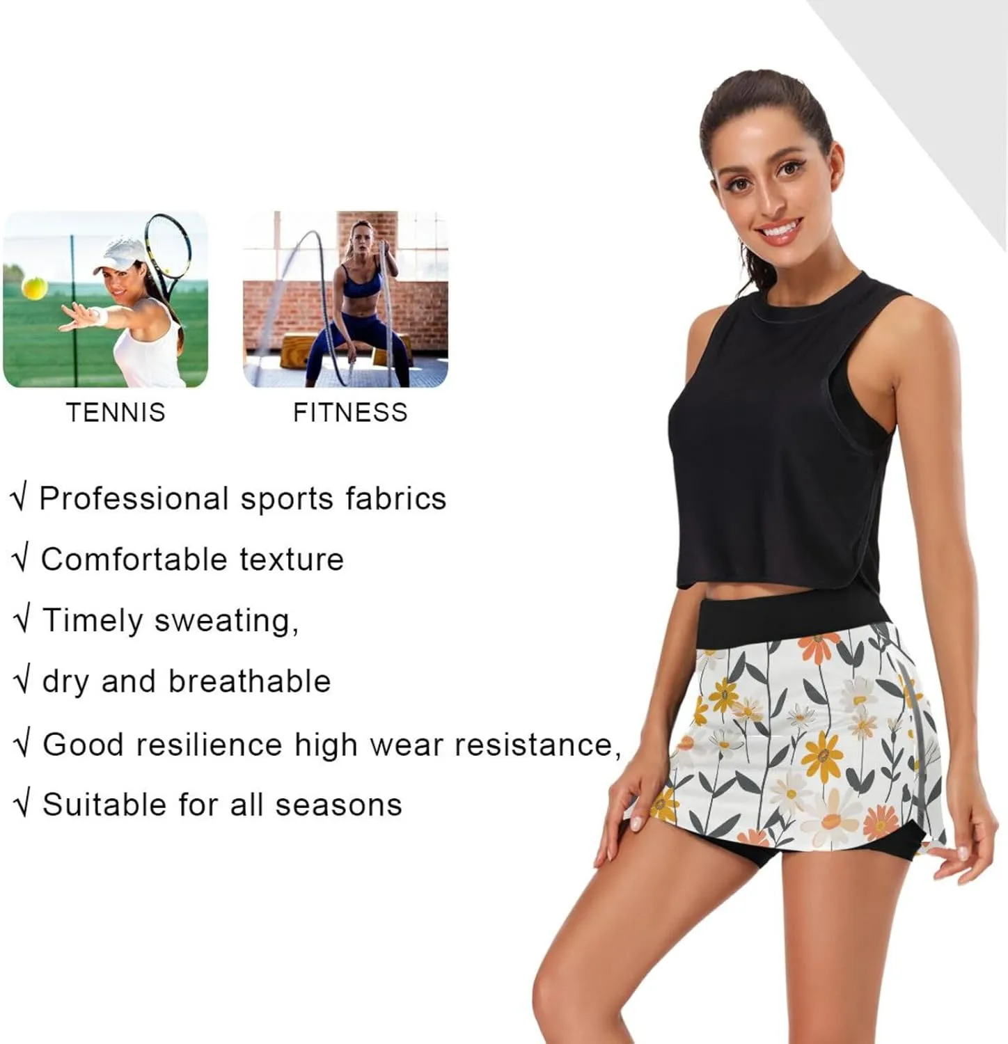 Women Tennis Skirts Golf Athletic Activewear Skorts with Pockets Summer Mini Skirt Shorts for Workout Running Hiking