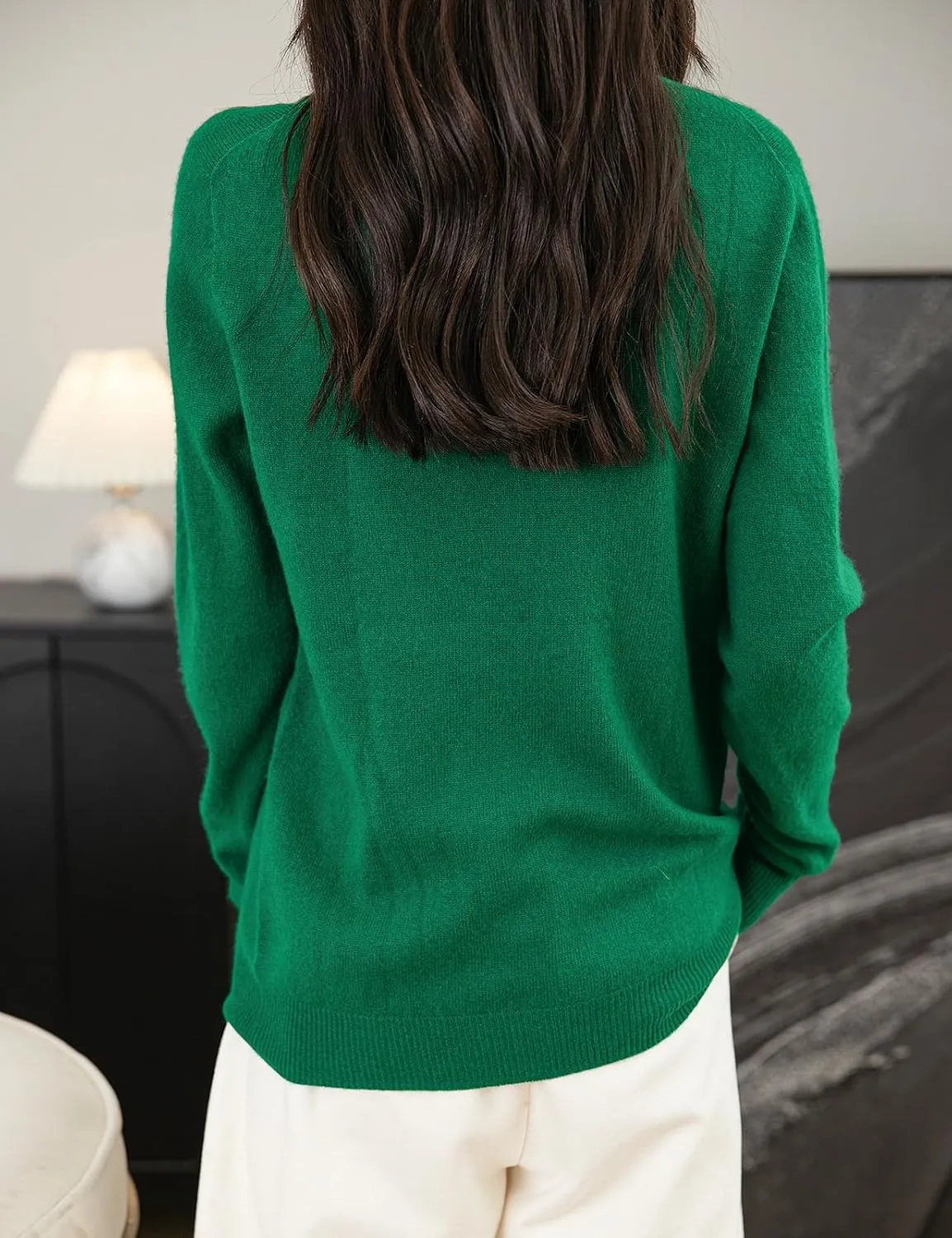 Women's 100% Merino Wool Seamless Sweater Mock Neck First-Line Ready to Wear Long Sleeve Knitted Pullover Tops
