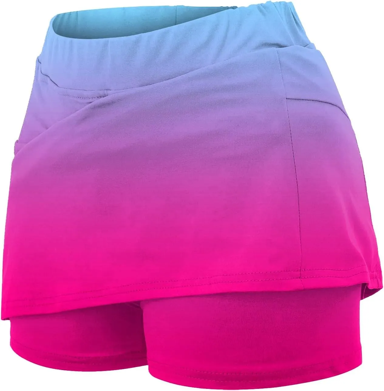 Womens Activewear Pleated Tennis Skirts Fade Pattern Printed Culottes Skinny Mid Waisted Workout Summer Casual Skirt