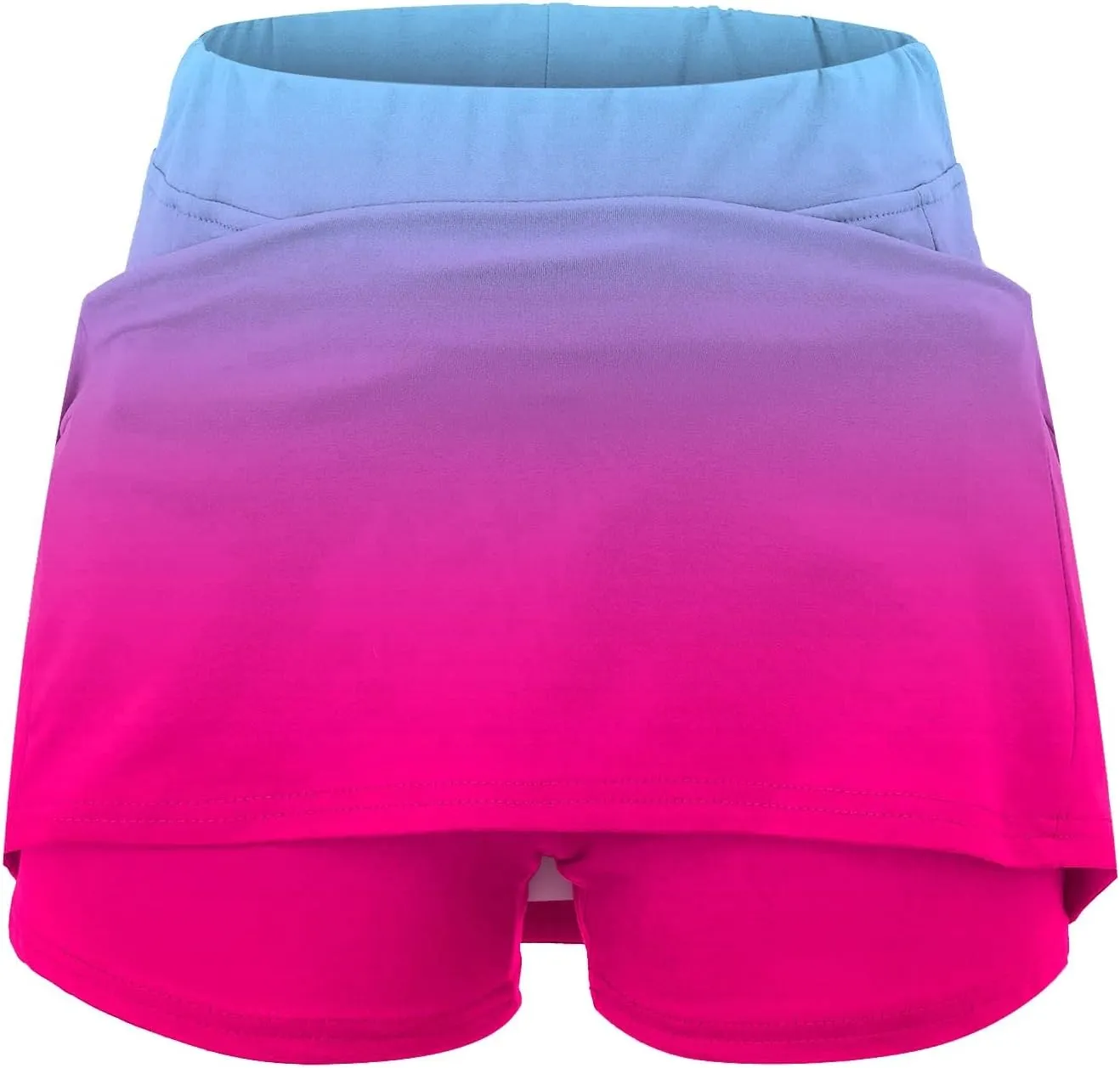 Womens Activewear Pleated Tennis Skirts Fade Pattern Printed Culottes Skinny Mid Waisted Workout Summer Casual Skirt