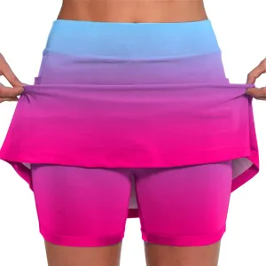 Womens Activewear Pleated Tennis Skirts Fade Pattern Printed Culottes Skinny Mid Waisted Workout Summer Casual Skirt