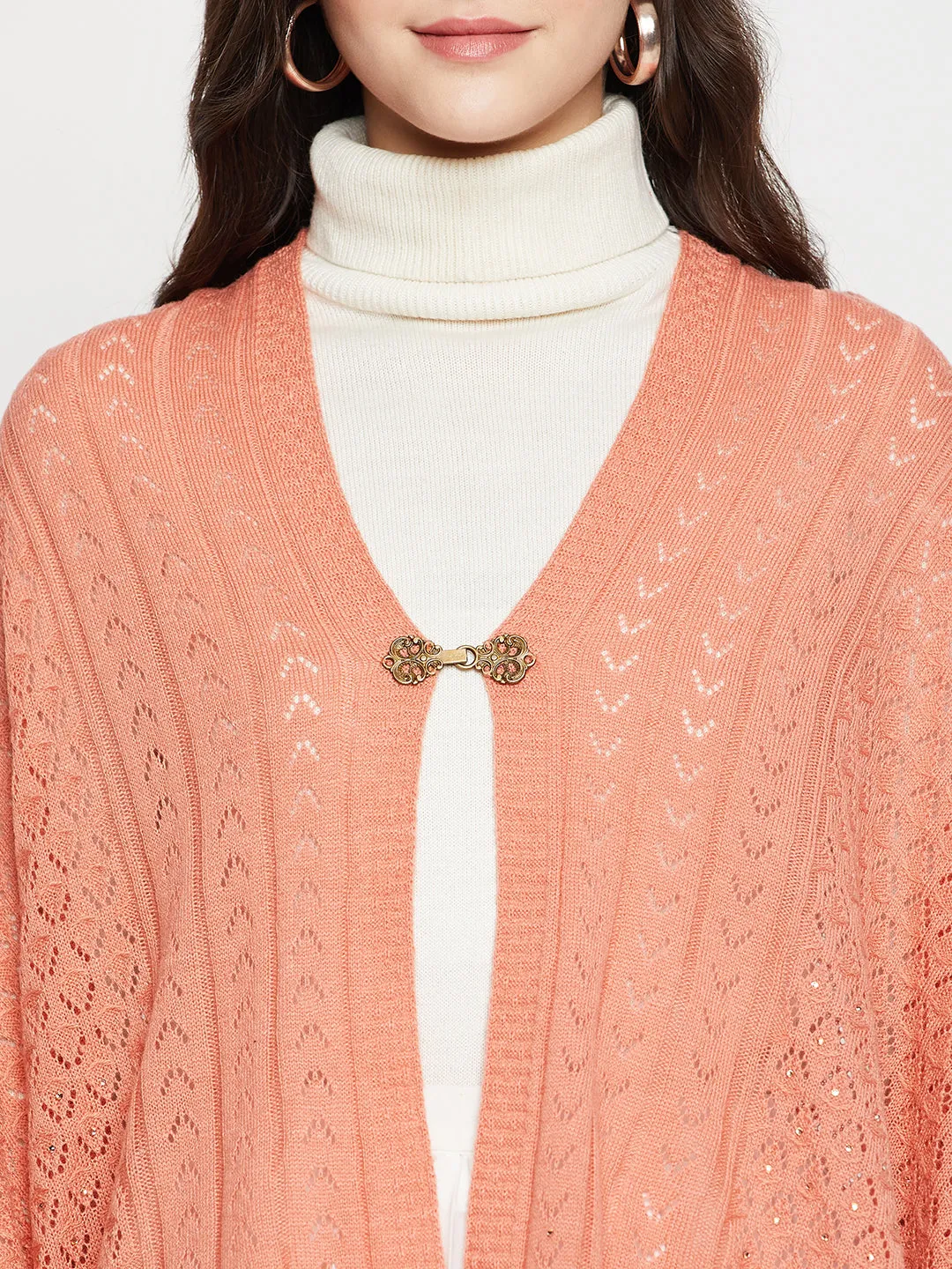 Women's Casual  Pink All over Pointelle pattern  Stole
