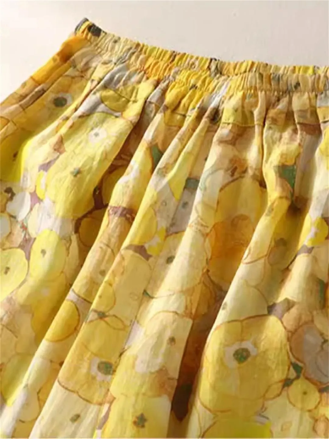 Women's Floral Trousers Thin Breathable Wide Leg Pants Drape Straight Harem Pants