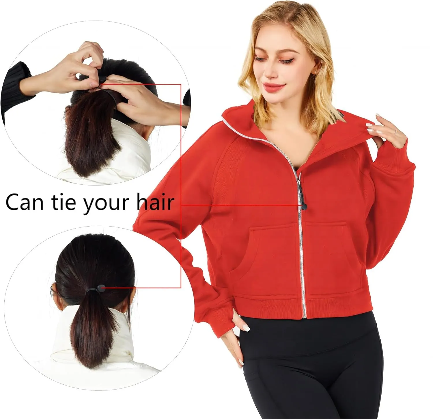 Womens Half Zip Sweatshirt Jacket Pullover Fleece Lined Hoodies Fall Outfits Clothes Crop Tops Sweater Thumb Hole