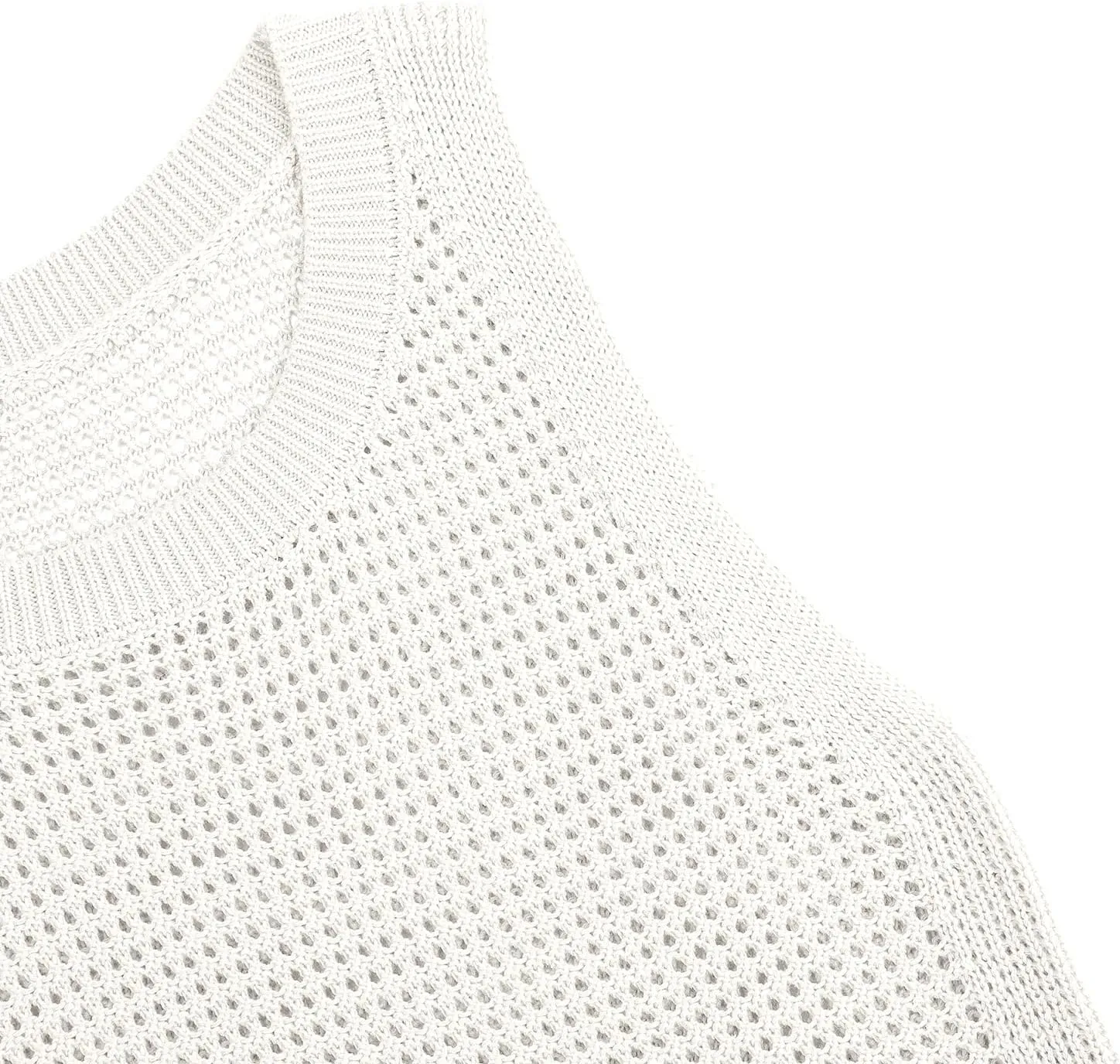 Womens Knit Sweater Vest Summer Tank Tops Round Neck Crochet Hollow Out Sleeveless Crop Top