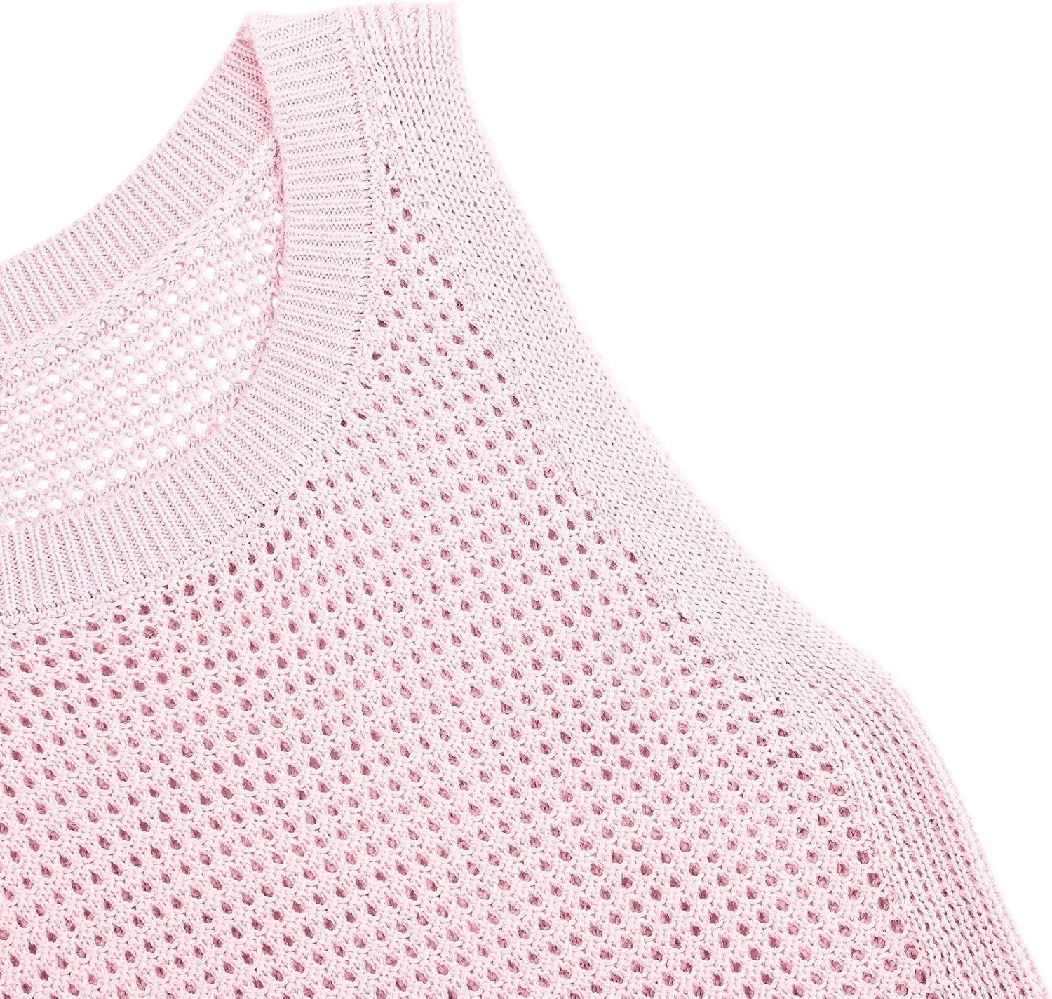 Womens Knit Sweater Vest Summer Tank Tops Round Neck Crochet Hollow Out Sleeveless Crop Top