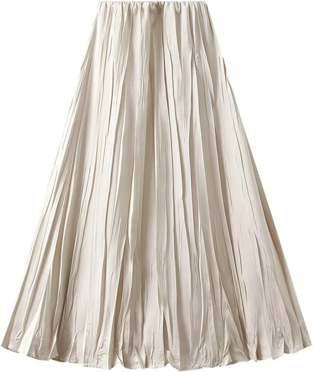 Women's Pleated Skirt Elegant A-Line High Waist Crinkled Midi Skirts Casual Summer Outfits