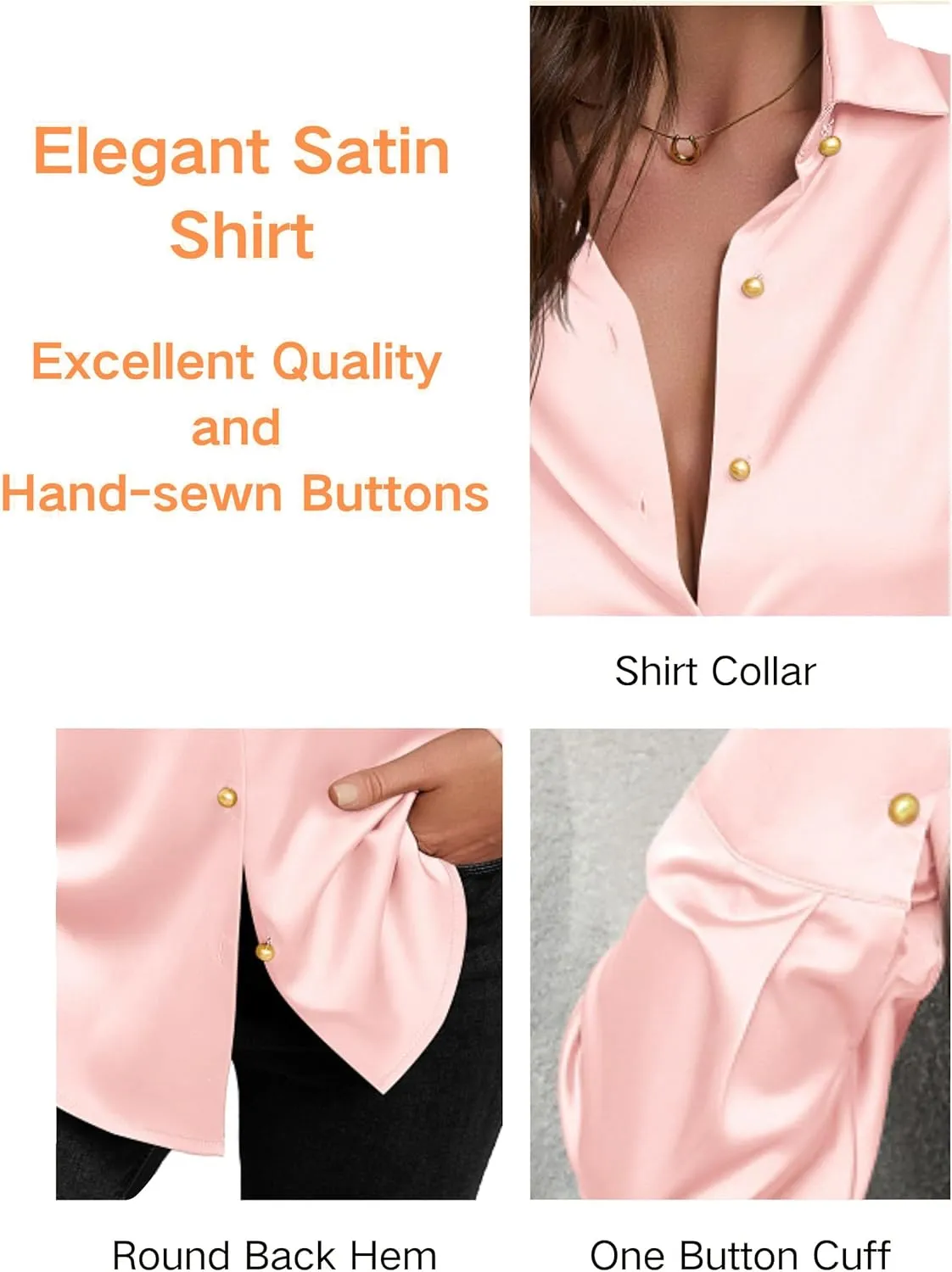 Women's Satin Button Down Shirts V-Neck Long Sleeve Tops Summer Business Office Silk Blouses Fashion Spring Shirt 2025