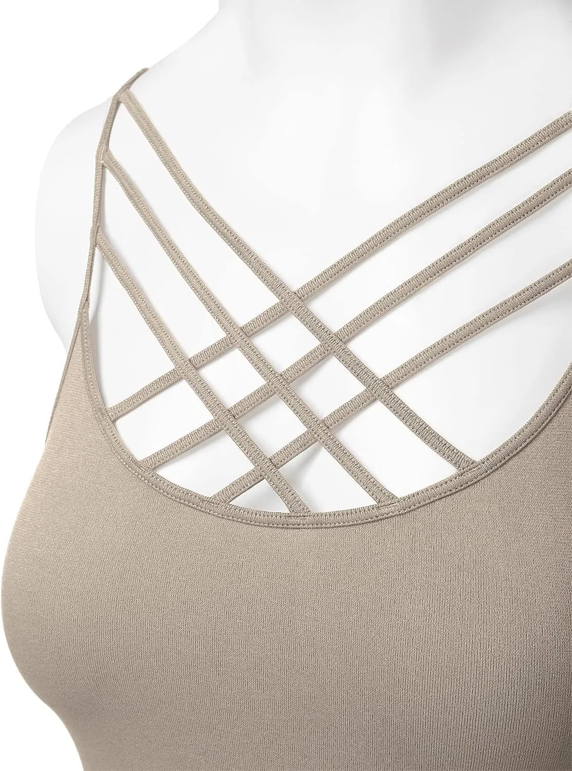 Women's Sports Bra Criss Cross Strappy Bandeau Cami Wirefree Bralette Tops