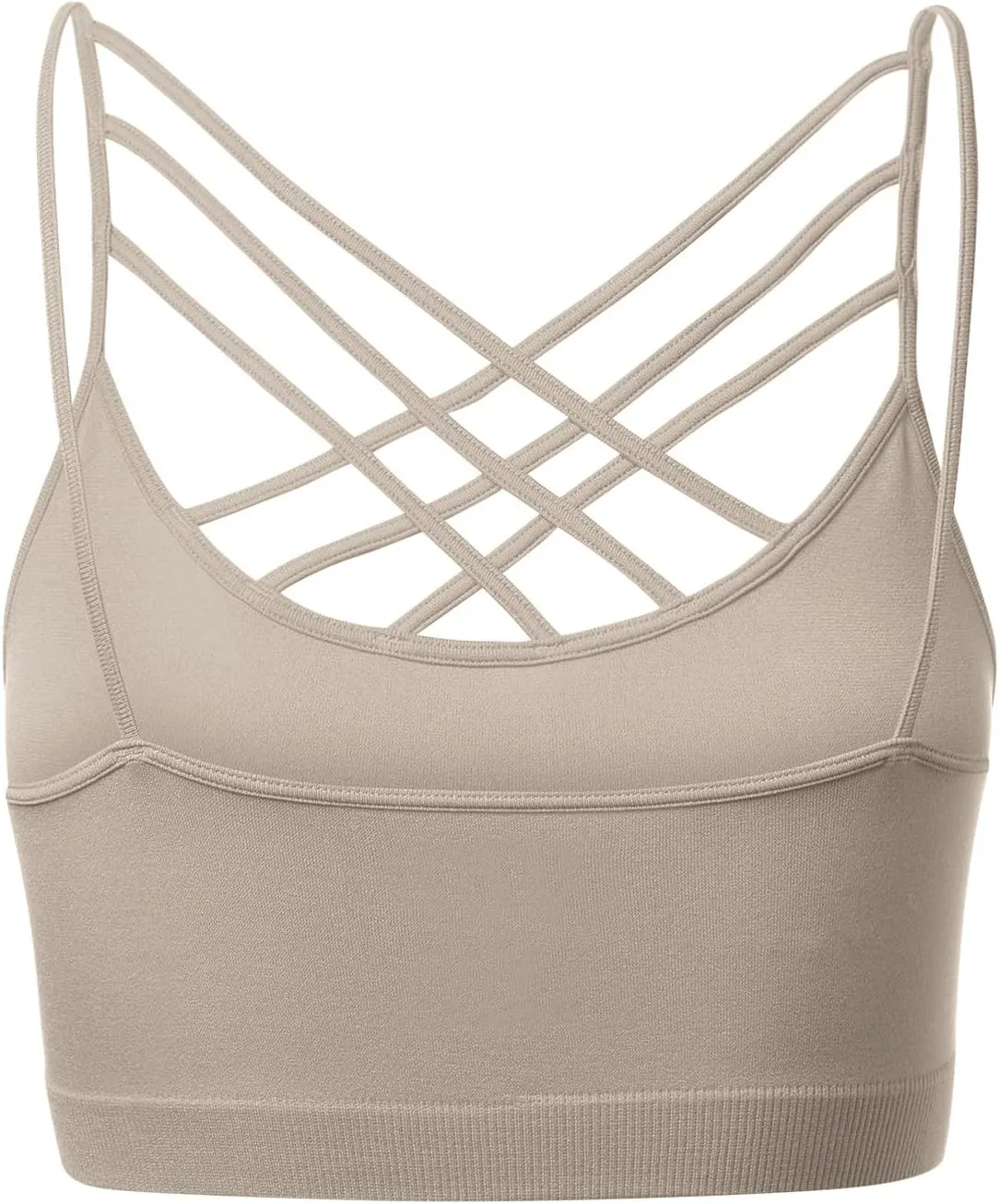 Women's Sports Bra Criss Cross Strappy Bandeau Cami Wirefree Bralette Tops