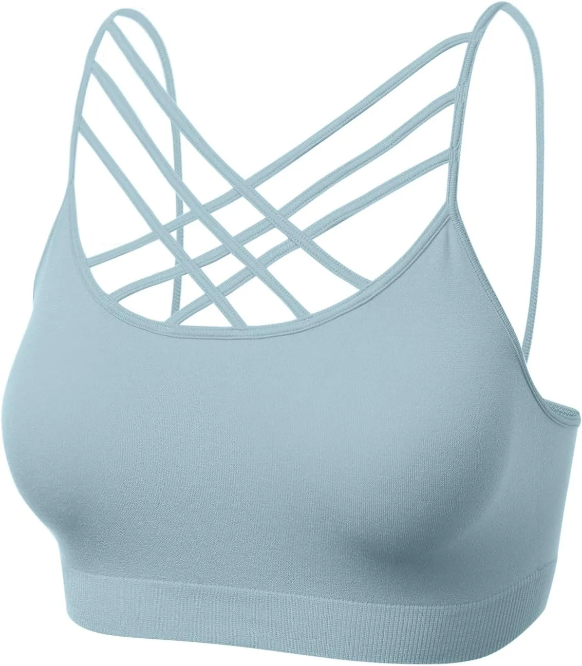 Women's Sports Bra Criss Cross Strappy Bandeau Cami Wirefree Bralette Tops