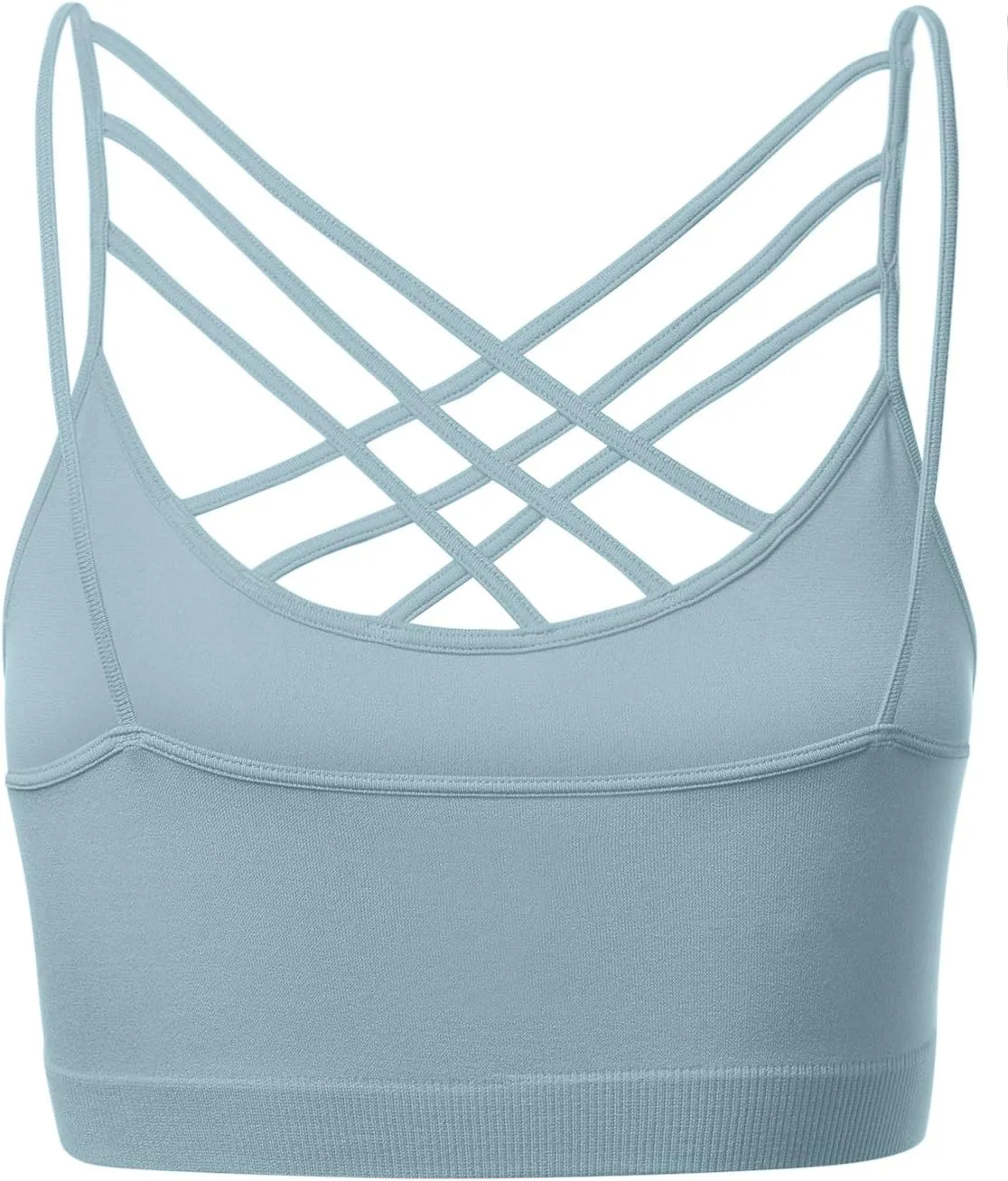 Women's Sports Bra Criss Cross Strappy Bandeau Cami Wirefree Bralette Tops