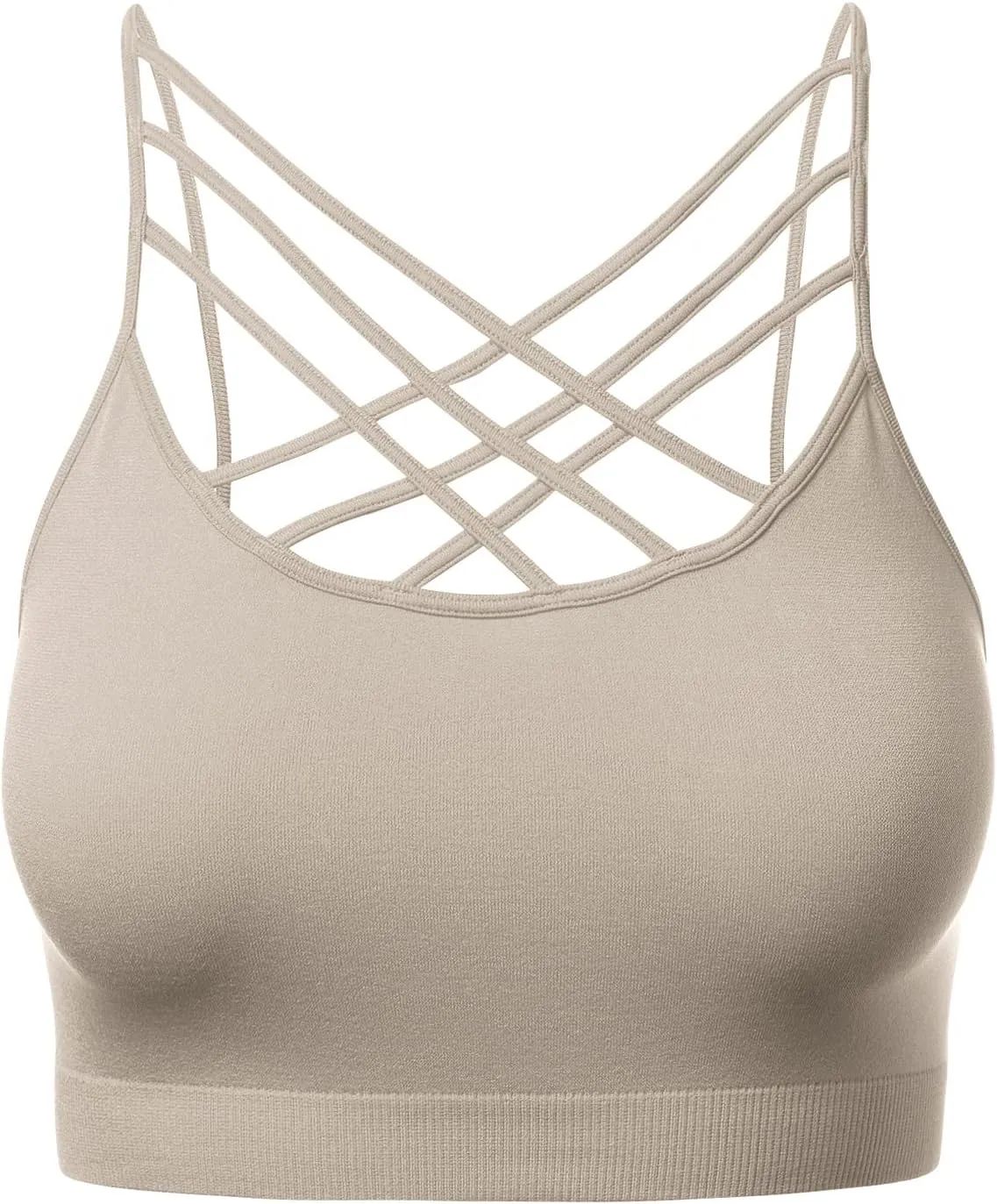 Women's Sports Bra Criss Cross Strappy Bandeau Cami Wirefree Bralette Tops