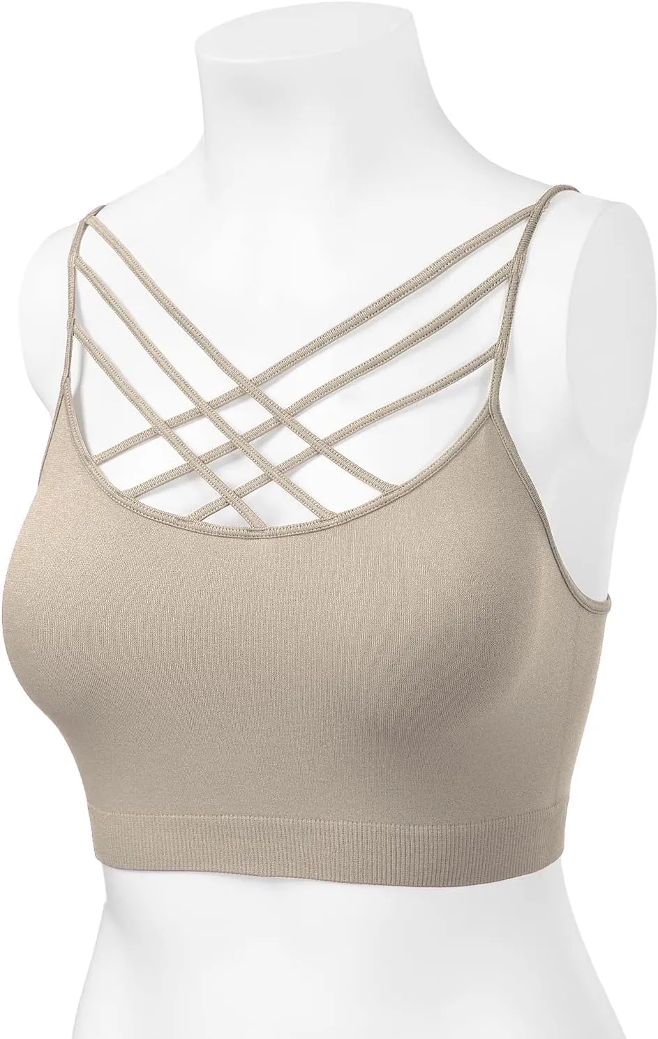 Women's Sports Bra Criss Cross Strappy Bandeau Cami Wirefree Bralette Tops