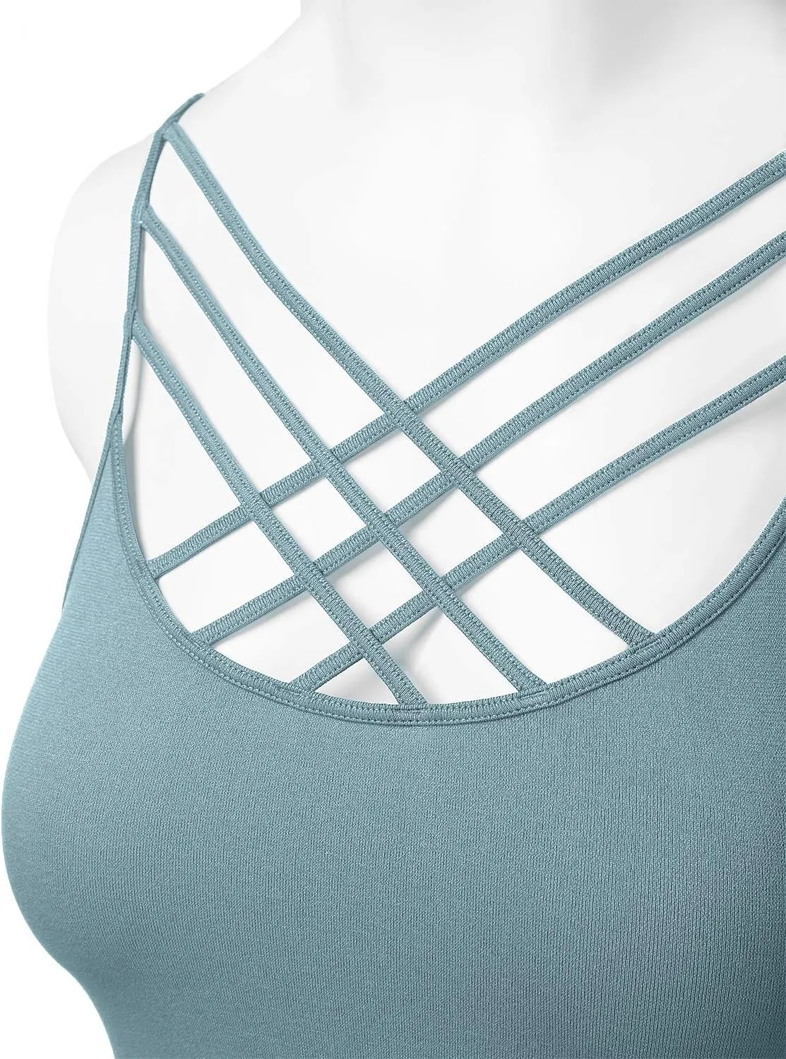 Women's Sports Bra Criss Cross Strappy Bandeau Cami Wirefree Bralette Tops