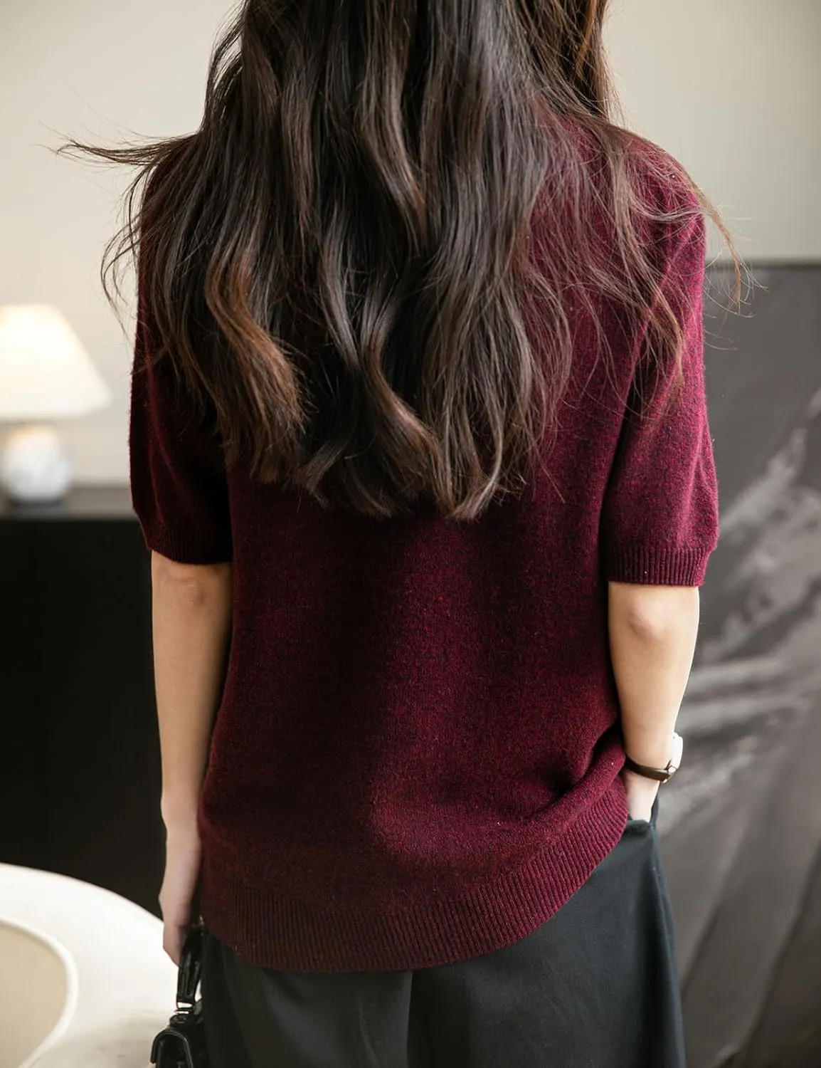 Women's Turtleneck 100% Merino Wool Spring Fall Winter First-Line Ready to Wear Seamless Knit Short Sleeve Sweater