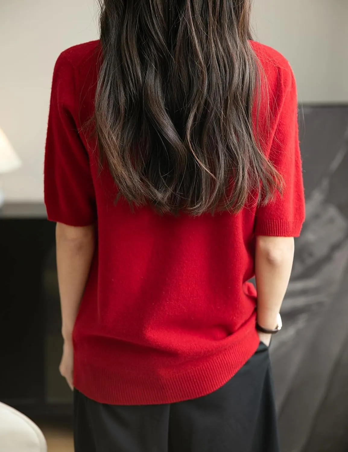 Women's Turtleneck 100% Merino Wool Spring Fall Winter First-Line Ready to Wear Seamless Knit Short Sleeve Sweater
