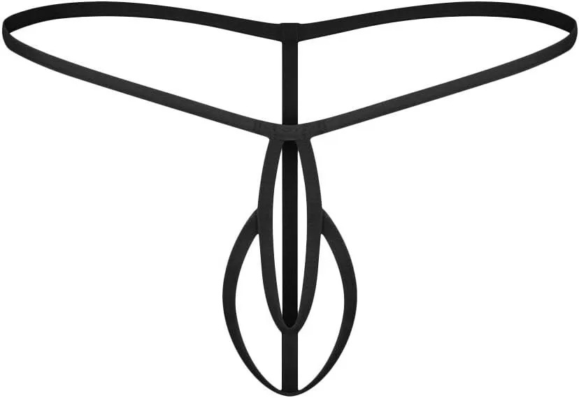 YOLAI Mens Sexy Stretch Bulge Pouch Thong Bikini G-Strings Briefs Underwear Underpants (Black, One Size)