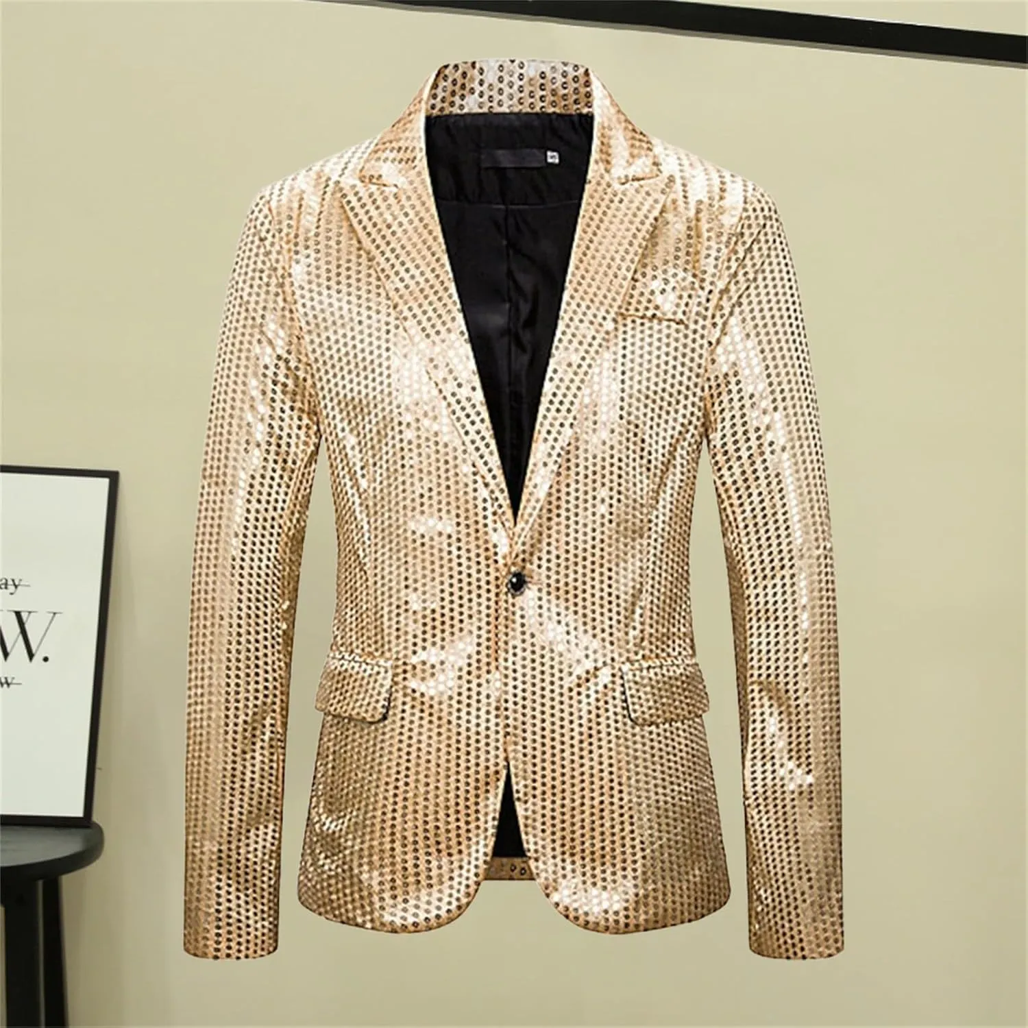 ZYXTIM Sequin Blazer for Men Disco Prom Shiny Jacket Party Prom Wedding Party Tuxedo Slim Fit Fashion Sport Coat with Pockets